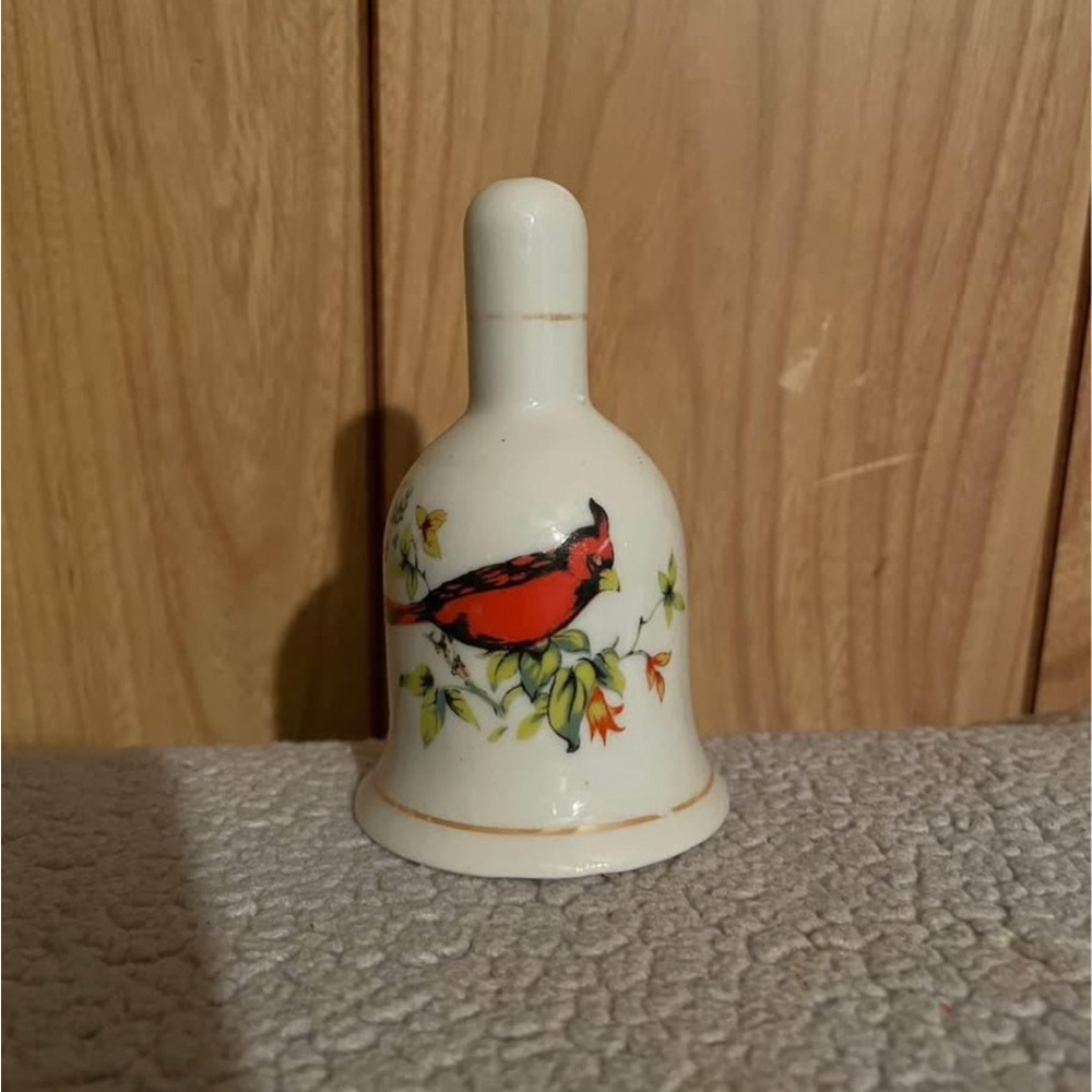 Ceramic Bird Bell with Red Cardinal Design